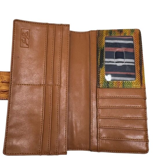 Sharif jeweled beaded print leather trifold wallet Vintage Artsy Brown multi - Picture 6 of 12